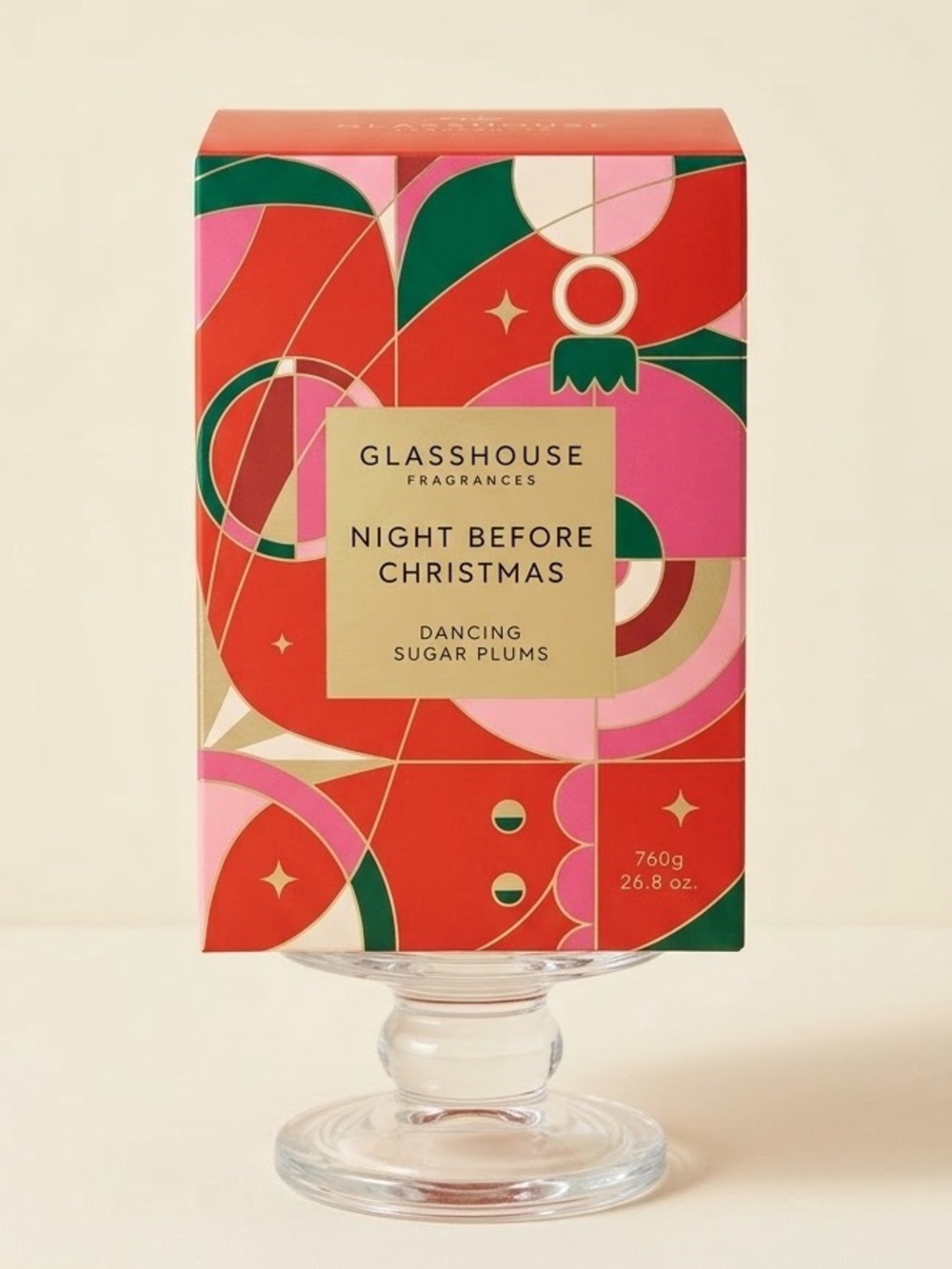 Glass House Night Before Christmas Dancing Sugar Plums Soy Candle Large